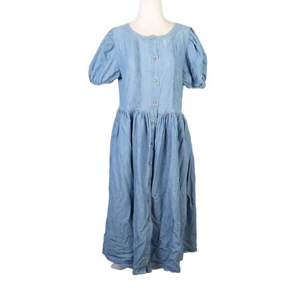 Laura Ashley Dresses & Skirts - Vintage 90s Laura Ashley light wash blue denim midi dress 4